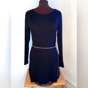 Independent ribbed dress long sleeve mini black size medium.